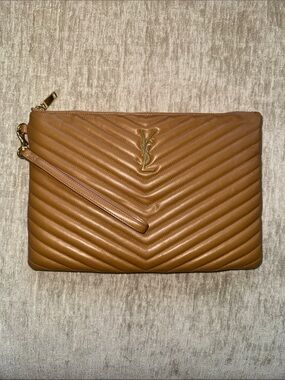 Saint Laurent Monogram Camel color Wristlet Clutch
